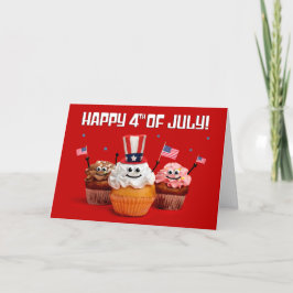 Glückwunsch 4. Juli Niedliche Patriotische Cupcake Feiertagskarte