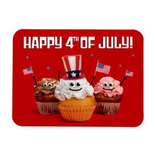 Glückwunsch 4. Juli Niedliche Patriotische Cupcake Magnet