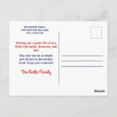 Glückwunsch 4. Juli Niedliche Welpe American Flag Postkarte (Rückseite)