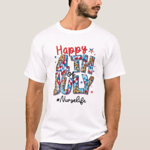 Glückwunsch 4. Juli Nurse Life American Flag Patri T-Shirt