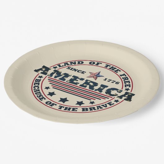 Glückwunsch 4. Juli Pappteller (Schrägansicht)