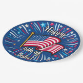 Glückwunsch 4. Juli Pappteller (Schrägansicht)