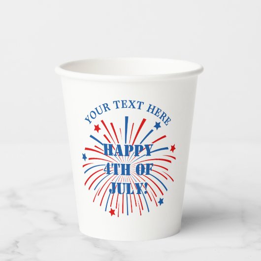 Glückwunsch 4. Juli Party Feuerwerk Brust Pappbecher (Vorderseite)