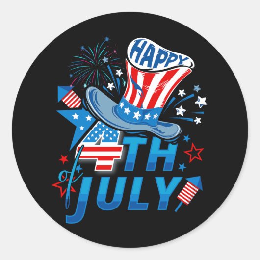 Glückwunsch 4. Juli Patriotic American Flag Indepe Runder Aufkleber (Vorderseite)