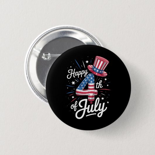 Glückwunsch 4. Juli Patriotic American Flag USA Button (Vorne & Hinten)