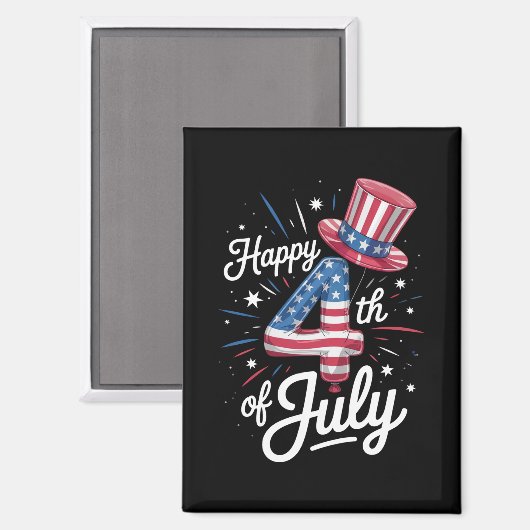 Glückwunsch 4. Juli Patriotic American Flag USA Magnet (Vorderseite/Rückseite)