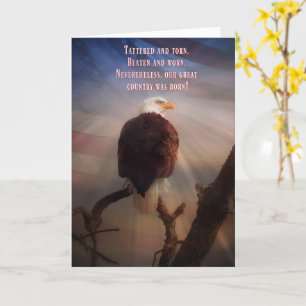 Glückwunsch 4. Juli Patriotic Bald Adler und Flagg Karte