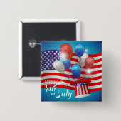 Glückwunsch 4. Juli Patriotic Button (Vorne & Hinten)
