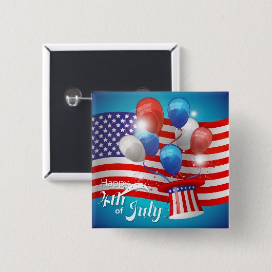 Glückwunsch 4. Juli Patriotic Button (Vorne & Hinten)