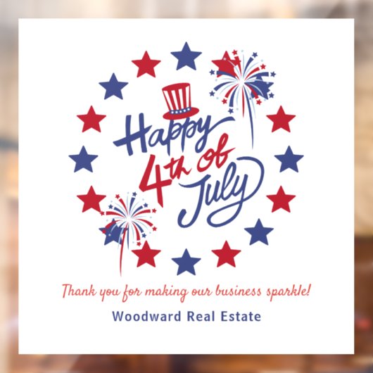 Glückwunsch 4. Juli Patriotic Real Anwesen Office Fensteraufkleber (Blatt 2)