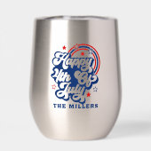 Glückwunsch 4. Juli Patriotische Retro Typografie (Rückseite)