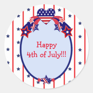 Glückwunsch 4. Juli Patriotische US Flagge Runder Aufkleber