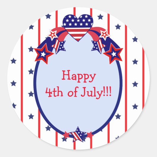 Glückwunsch 4. Juli Patriotische US Flagge Runder Aufkleber (Vorderseite)