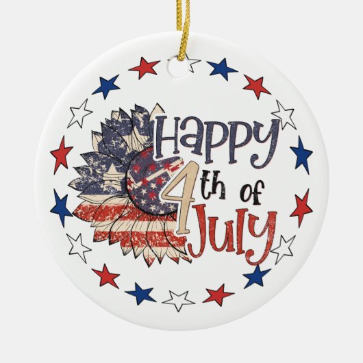 Glückwunsch 4. Juli Personalisiertes Foto Keramik Ornament (Vorne)