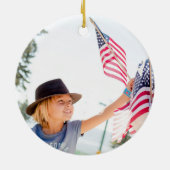 Glückwunsch 4. Juli Personalisiertes Foto Keramik Ornament (Hinten)