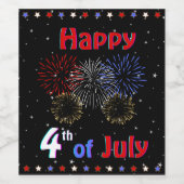 Glückwunsch 4. Juli Picnic und Feuerwerk Weinetikett (Einzelnes Label)