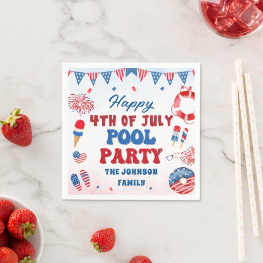 Glückwunsch 4. Juli Pool Party Sommer Serviette (Beispiel)