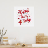Glückwunsch 4. Juli Poster 24x24 (Red Gradient) (Küche)