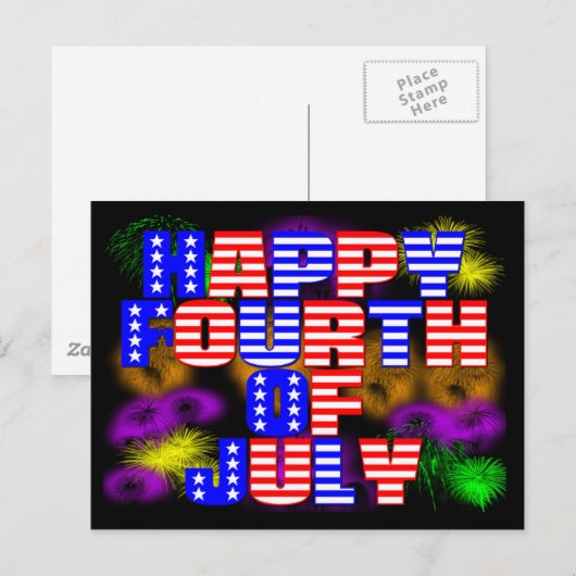 Glückwunsch 4. Juli Postkarte (Vorne/Hinten)
