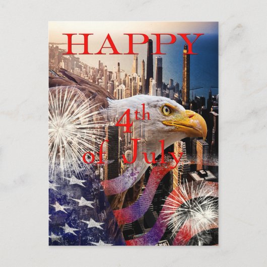 Glückwunsch 4. Juli Postkarte (Vorderseite)