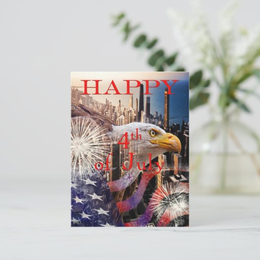 Glückwunsch 4. Juli Postkarte (Stehend Vorderseite)