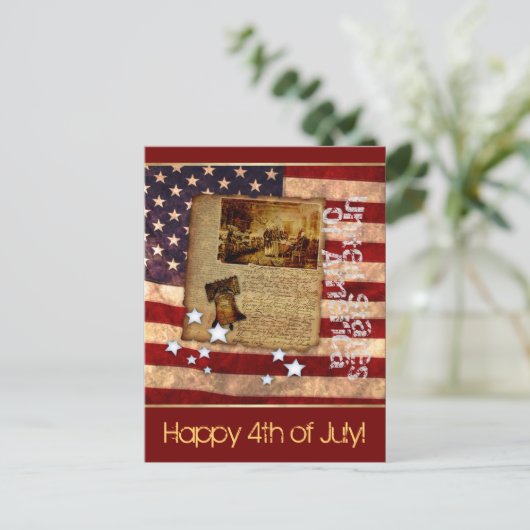 Glückwunsch 4. Juli Postkarte (Stehend Vorderseite)