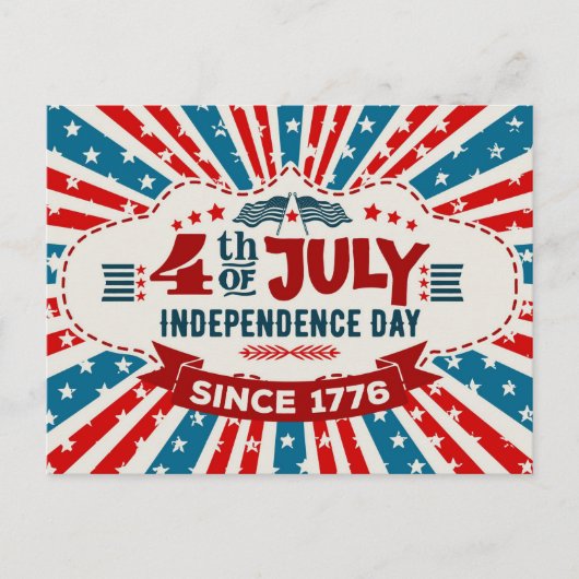 Glückwunsch 4. Juli Postkarte (Vorderseite)