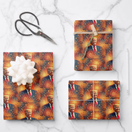 Glückwunsch 4. Juli Präsident Trump farbenfrohe Fe Geschenkpapier Set