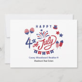 Glückwunsch 4. Juli Realtor Kundenempfehlung Dankeskarte (Vorderseite)