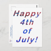 Glückwunsch 4. Juli, Red Blue Blend Letters Postca Postkarte (Vorne/Hinten)