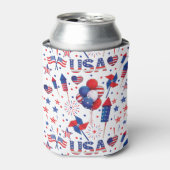 Glückwunsch 4. Juli Red Blue Niedliches Party Dosenkühler (Kanne Vorderseite)