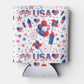 Glückwunsch 4. Juli Red Blue Niedliches Party Dosenkühler (Vorderseite)