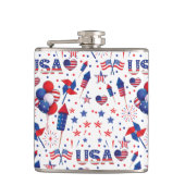 Glückwunsch 4. Juli Red Blue Niedliches Party Flachmann (Vorderseite)