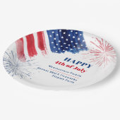 Glückwunsch 4. Juli Red White and Blue Summer Part Pappteller (Schrägansicht)