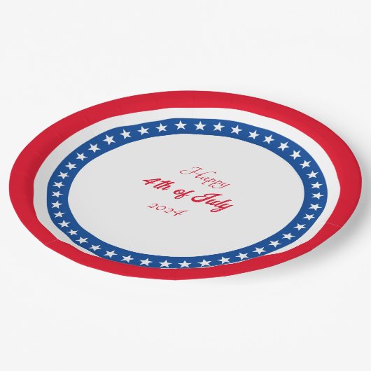 Glückwunsch 4. Juli Red White Blue Pappteller (Schrägansicht)