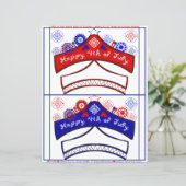 Glückwunsch 4. Juli Red White Blue Party Hats Hand (Stehend Vorderseite)