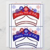 Glückwunsch 4. Juli Red White Blue Party Hats Hand (Vorderseite)