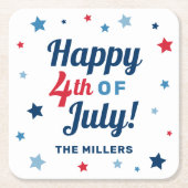 Glückwunsch 4. Juli Red White und Blue Patriotic Rechteckiger Pappuntersetzer (Vorderseite)