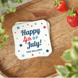 Glückwunsch 4. Juli Red White und Blue Patriotic Rechteckiger Pappuntersetzer