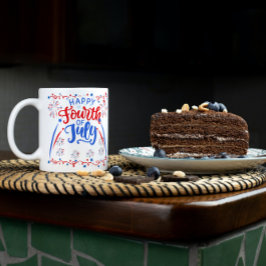 Glückwunsch 4. Juli rot blau und weiß Tasse