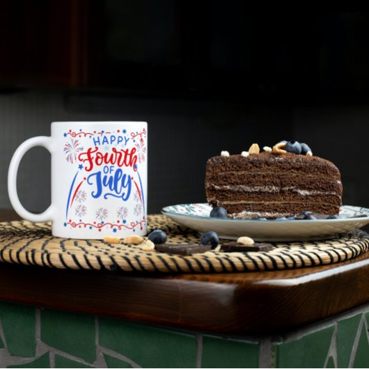 Glückwunsch 4. Juli rot blau und weiß Tasse