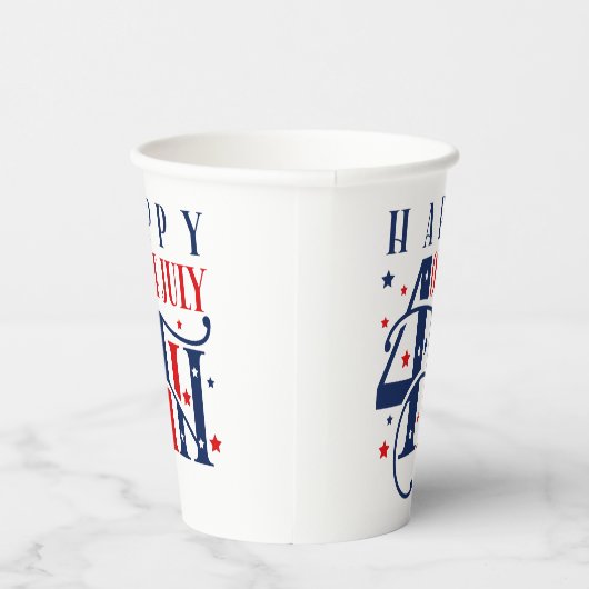 Glückwunsch 4. Juli Rot Weiß und Blau Pappbecher (Rechts)