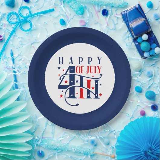 Glückwunsch 4. Juli Rot Weiß und Blau Pappteller (Party)