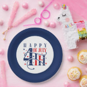 Glückwunsch 4. Juli Rot Weiß und Blau Pappteller (Party)