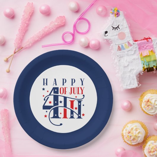 Glückwunsch 4. Juli Rot Weiß und Blau Pappteller (Party)