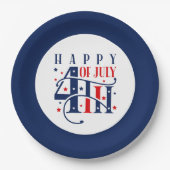 Glückwunsch 4. Juli Rot Weiß und Blau Pappteller (Vorderseite)