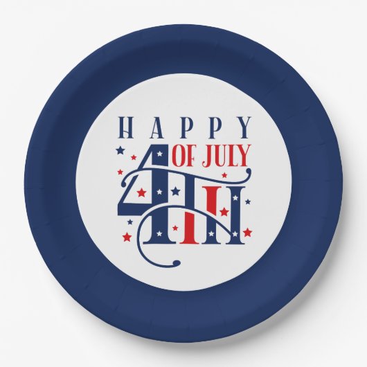 Glückwunsch 4. Juli Rot Weiß und Blau Pappteller (Vorderseite)