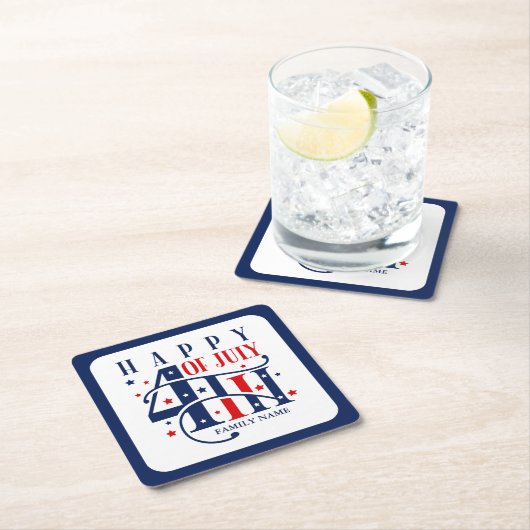 Glückwunsch 4. Juli Rot Weiß und Blau Rechteckiger Pappuntersetzer (Vor Ort)