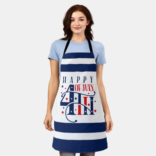 Glückwunsch 4. Juli Rot Weiß und Blau Schürze (Getragen)