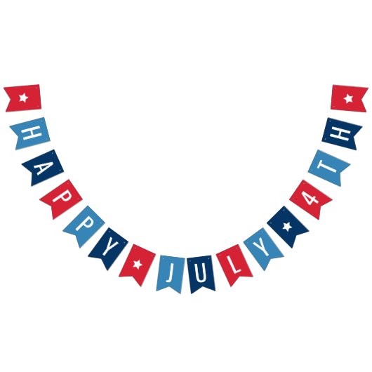 Glückwunsch 4. Juli Rot Weiß und Blau Wimpelkette (Alle)